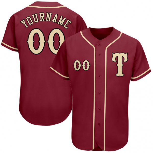 Custom Crimson Khaki-Black Authentic Baseball Jersey