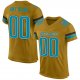 Custom Old Gold Teal-Black Mesh Authentic Football Jersey